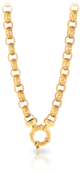 Filigree Oval Belcher Euro Necklace Made In 9ct Yellow - Necklace (400x400), Png Download