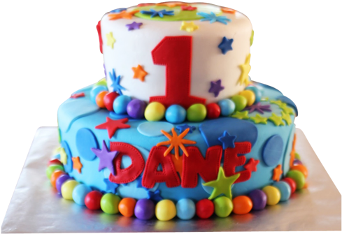 Colorful Cake For The First Birthday - Birthday Cake Designs For Baby's 1st (500x500), Png Download