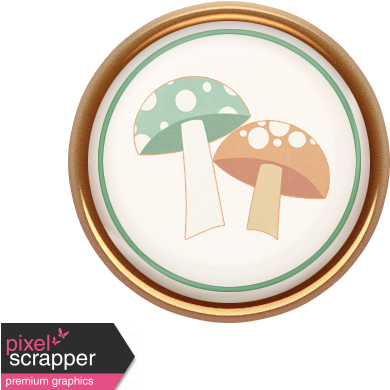 Fall Flurry Porcelain Mushroom Button - Digital Scrapbooking (456x456), Png Download