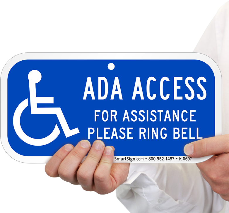For Assistance Please Ring Bell Ada Access Sign - Mobility Parking Sign Nz (800x800), Png Download