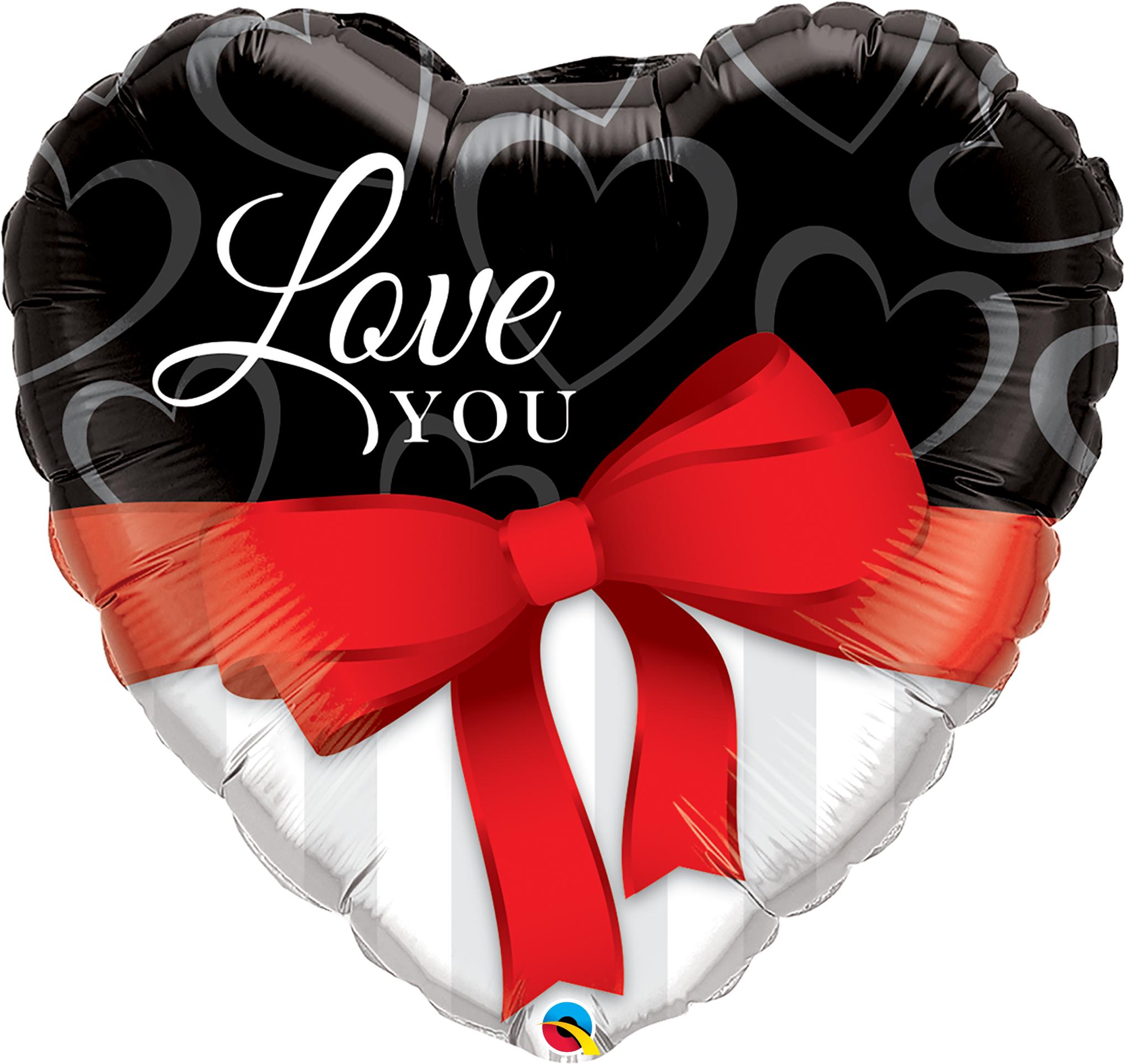Love You Red Ribbon 36 Inch Heart Shape 21656 A30 - 18" Love You Red Ribbon Foil Balloon (2036x1924), Png Download