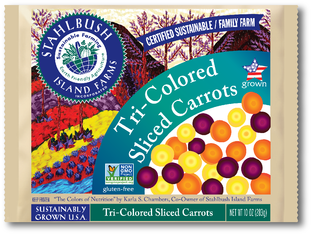 Stahlbush Tri-colored Carrots Have A Sweet, Earthy - Stahlbush Island Farms Colorful Sweet Potatoes - 10 (1254x938), Png Download