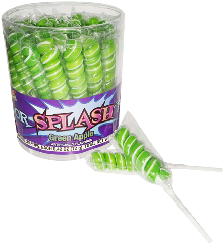 Green & White Color Splash Green Apple Unicorn Lollipops - Alberts Cherry Twist Pops (500x500), Png Download
