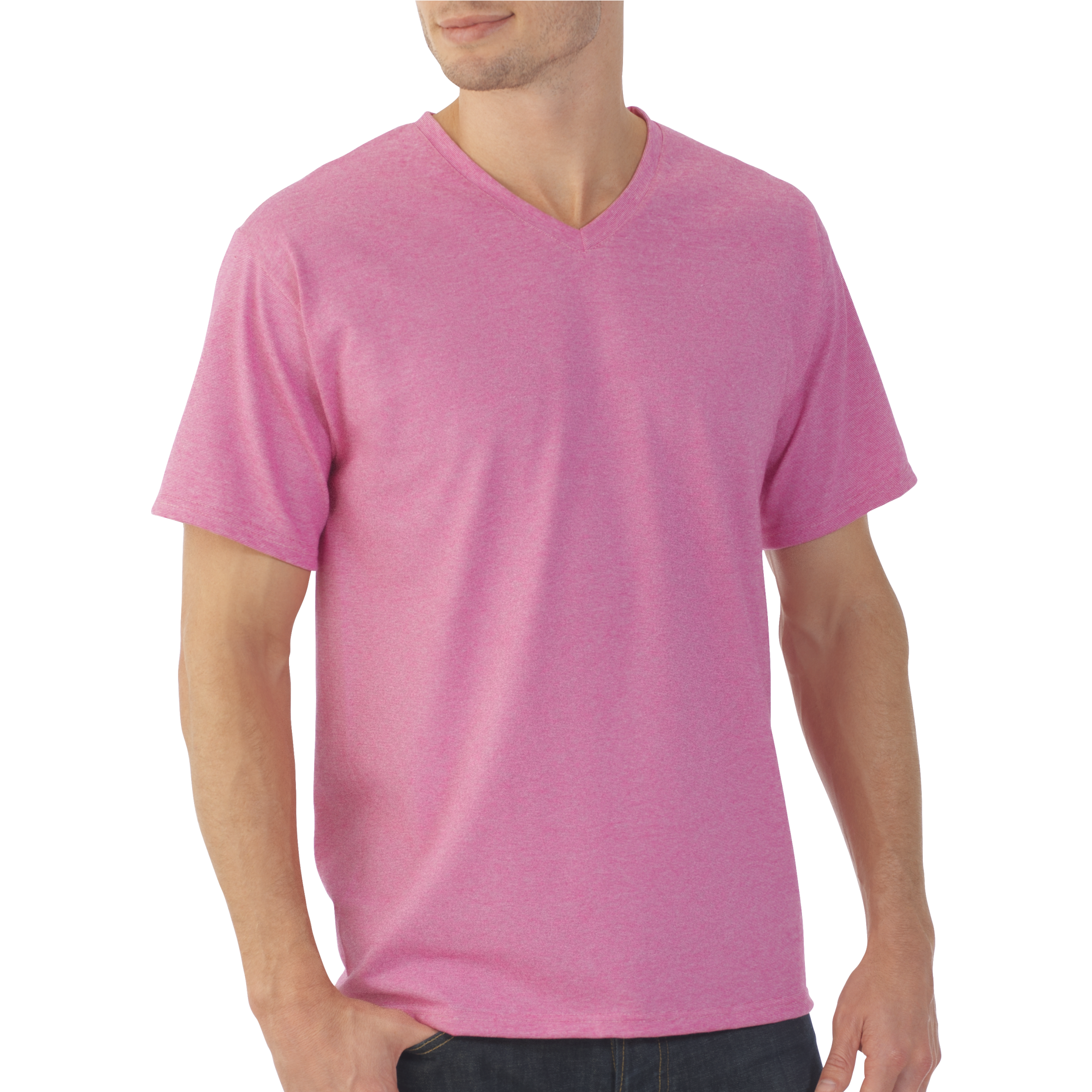 Men's Eversoft Micro Stripe V Neck T Shirt - Fruit Of The Loom Men's Platinum Eversoft Short Sleeve (2232x2768), Png Download
