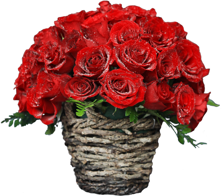 Kithul Basket With 50 Red Roses - Rose Guldasta (768x676), Png Download
