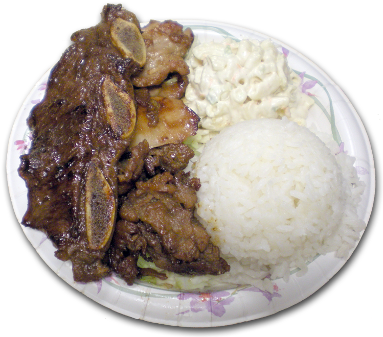 Hawaiian Bbq Mix Plate Lunch - Hawaiian Bbq Mix Plate (750x678), Png Download