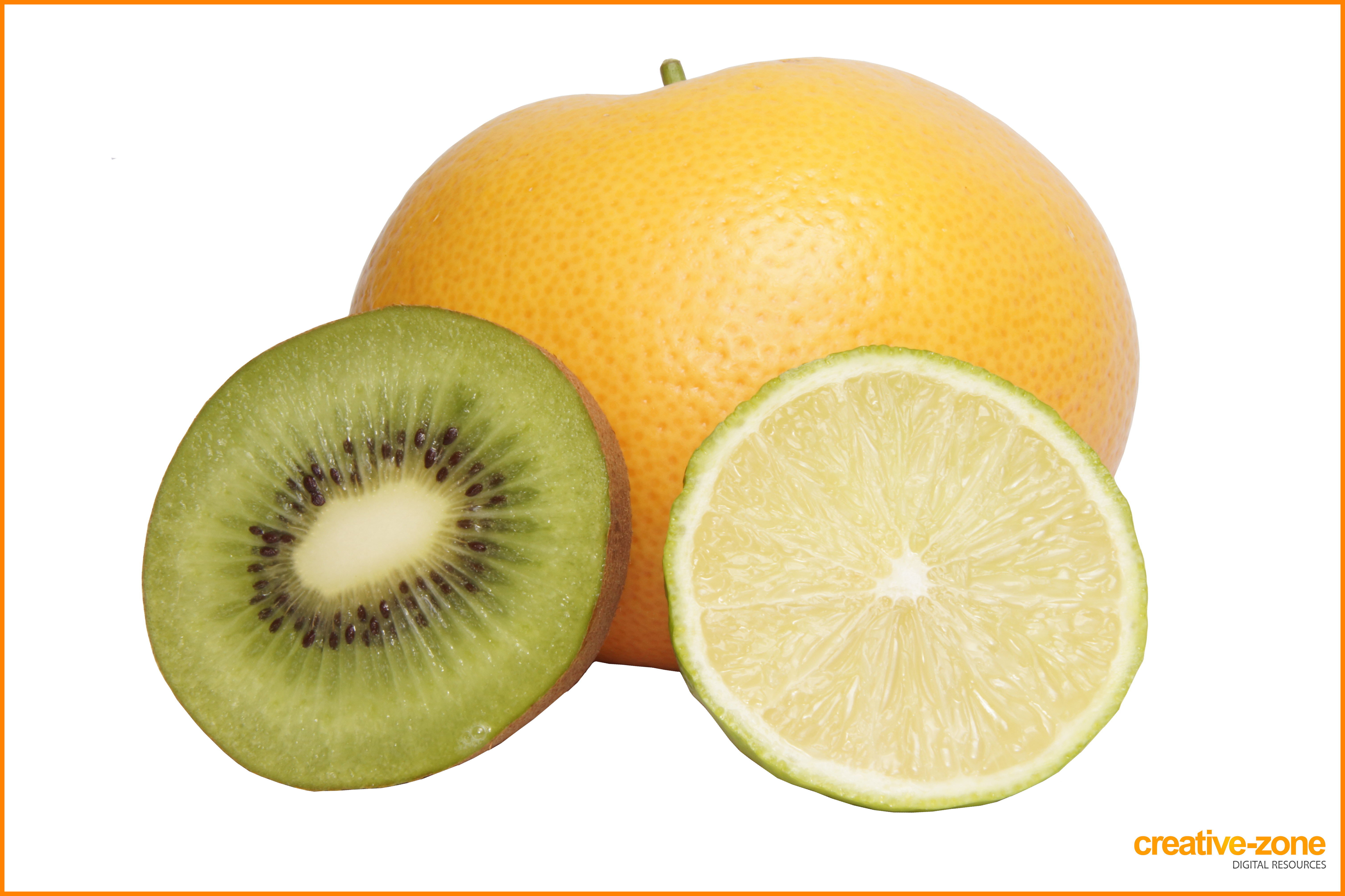 Grapefruit With Lime And Kiwi - Lime (6030x4020), Png Download