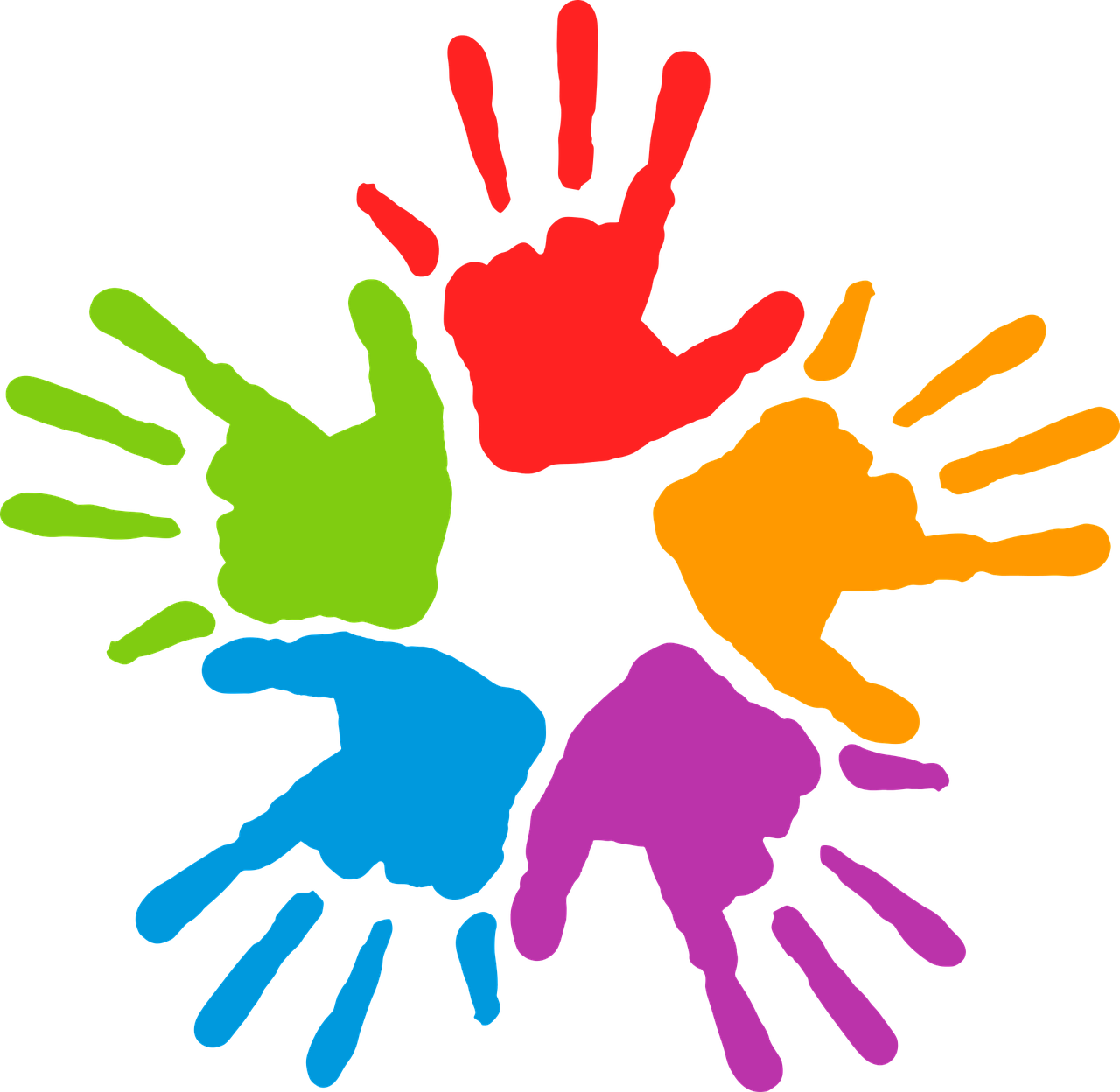 Colorful Hands Clipart (1280x1248), Png Download