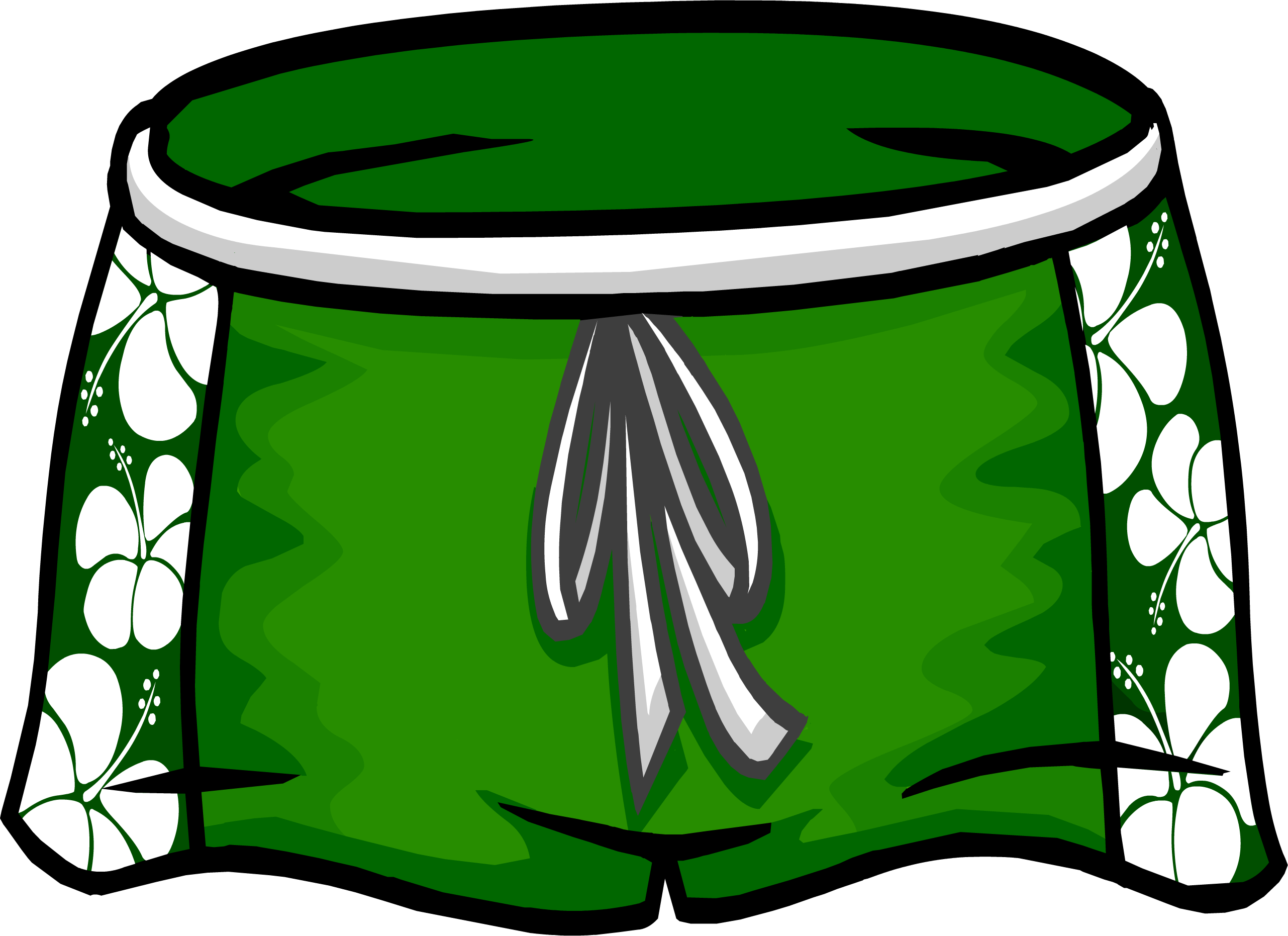 Green Hawaiian Shorts - Swim Shorts Club Penguin (2563x1862), Png Download