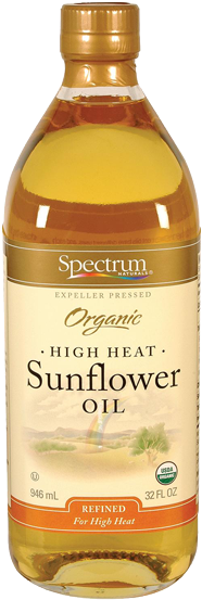 Spectrum Organic Sunflower Oil Refined Bottle-32 Oz - Spectrum Naturals, Organic, High Heat, Sunflower Oil, (650x650), Png Download