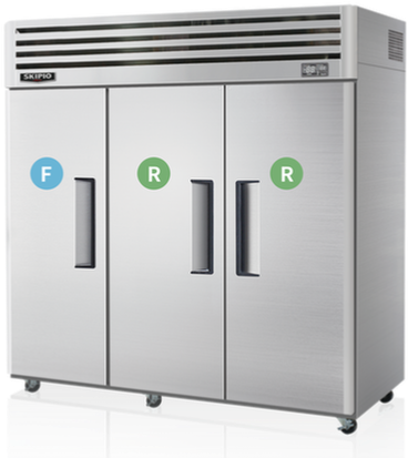 3 Door Duel Temperature Fridge / Freezer - Refrigerator (367x455), Png Download
