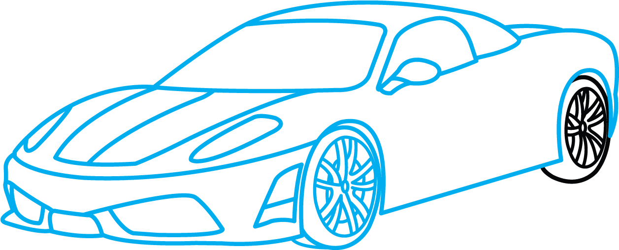 How To Draw Ferrari 360, A Sports Car, Easy Step By - Ferrari 360 Easy Drawing (1280x720), Png Download