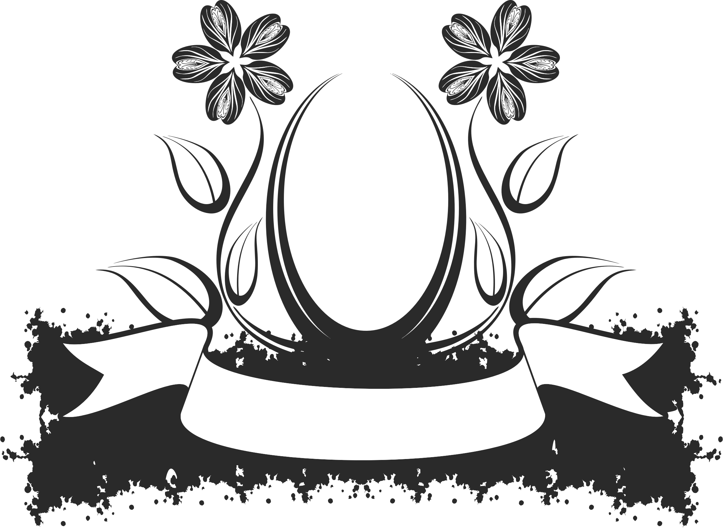 Black And White Crown Design Clipart - Design Flower Clipart (2305x1684), Png Download