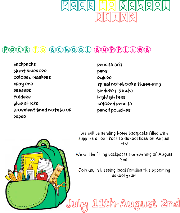 Pack To School-school Supplies Drive (615x725), Png Download
