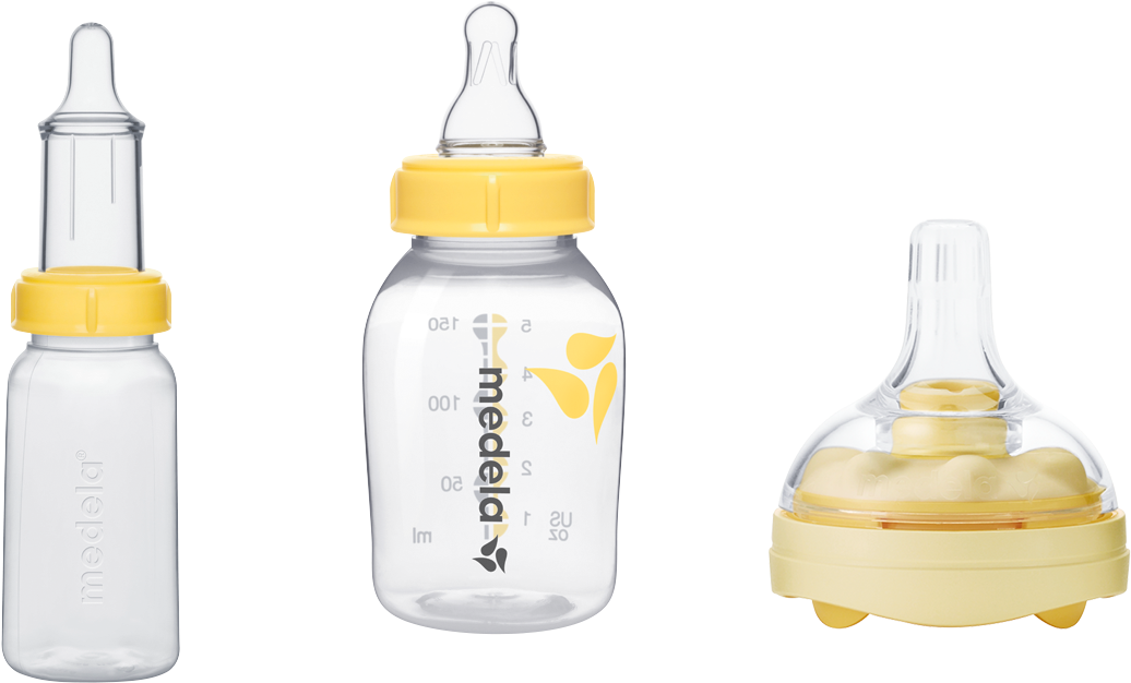 Breast Milk Feeding - Medela Flaske Med Smokk 150ml (1400x749), Png Download