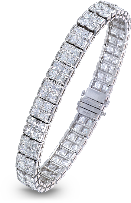 Square Emerald-cut Diamond Tennis Bracelet - Diamond Tennis Bracelet Png (700x700), Png Download