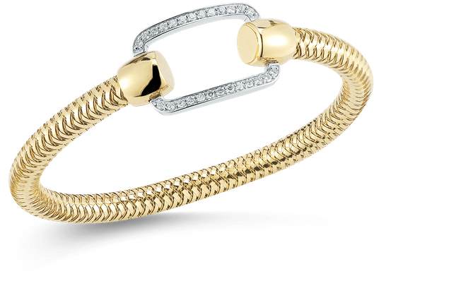 Roberto Coin Flexible Bangle With Pave Rectangle Station - Bracelet (800x800), Png Download