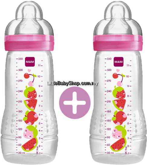 Mam Easy Active Baby Feeding Bottle 330ml - Mam Baby Bottle 330ml 2 Pack - Pink (580x580), Png Download