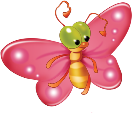 Pink - Transparent Background Cartoon Butterfly Transparent (500x421), Png Download