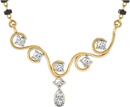 Vachya 14k Diamond Mangalsutra - Gold (540x432), Png Download
