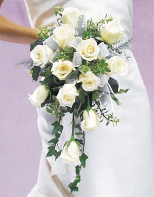 Cream Rose Bridal Bouquet - White Rose Bouquet (400x400), Png Download