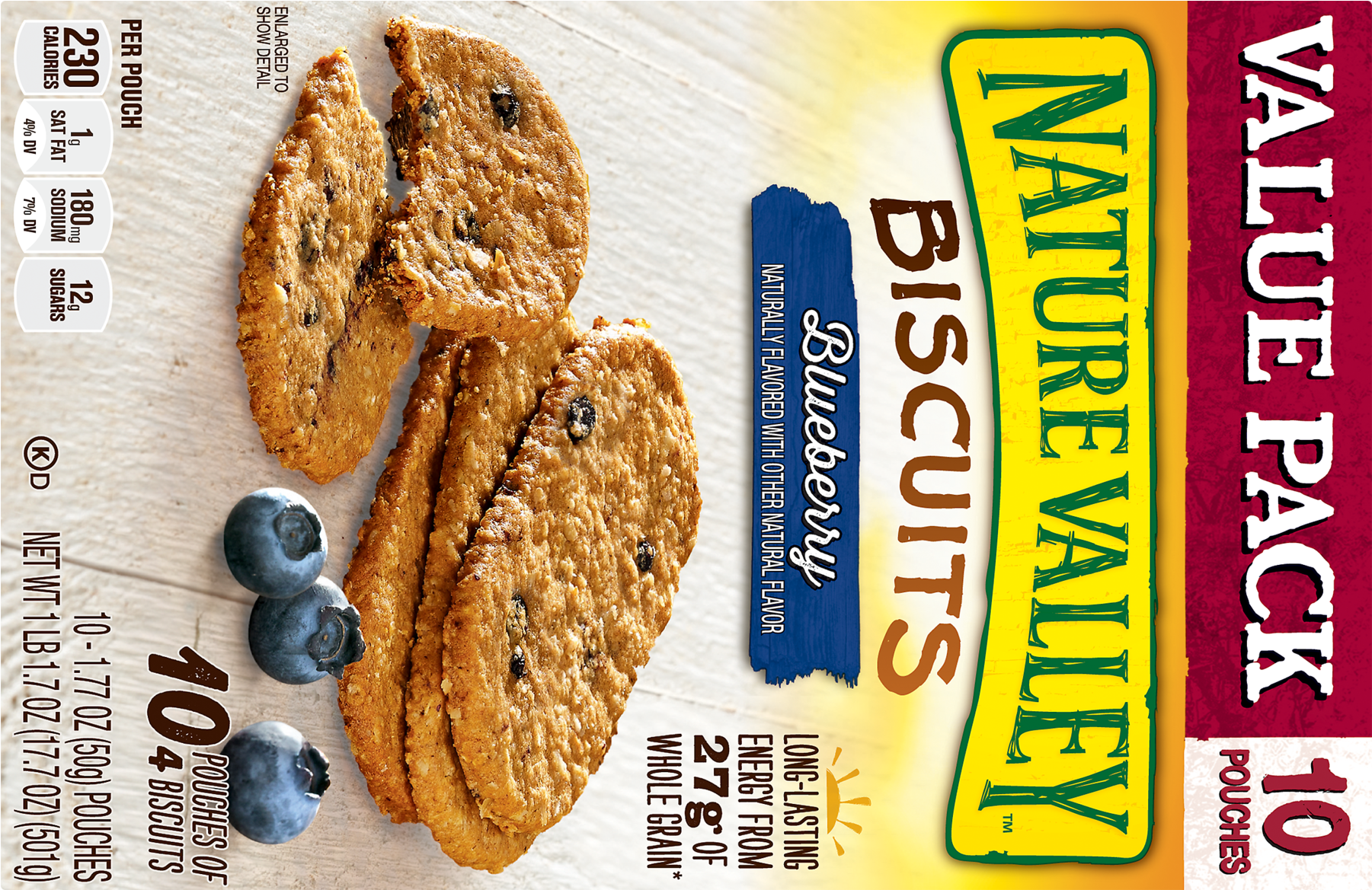 Nature Valley Breakfast Biscuits, Blueberry, 10 Pouches, - Nature Valley Breakfast Biscuits Blueberry 18 Count (1800x1800), Png Download