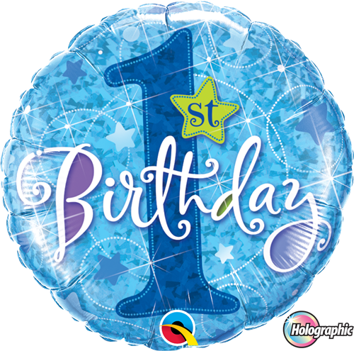1st Birthday Blue Foil - 1st Birthday Balloons Png (500x495), Png Download