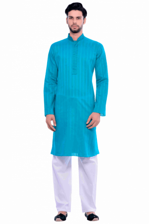 Cotton Self Striped Kurta Ethnic Men's Kurta For Every - Long Kurta For Men (300x450), Png Download