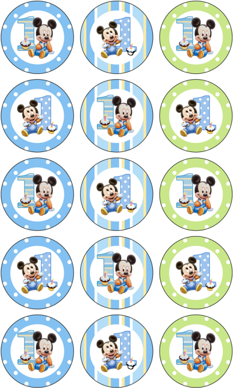 Mickey Mouse 1st Birthday Or (30x - 12 1st Mickey Mouse Stickers Birthday Party 2.5 Inch (768x768), Png Download