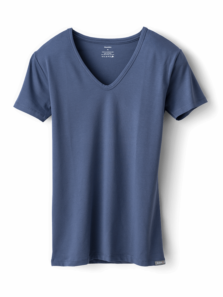 T-shirt Claudette Petrolblau - Rutherford Split-back Tee (776x1034), Png Download