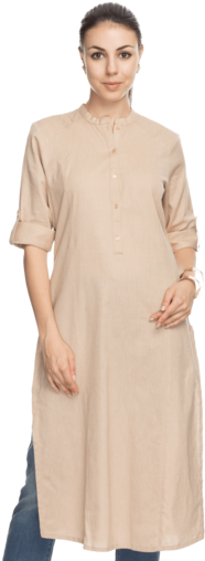 Womens Mandarin Collar Kurta - Kurta With Closed Collar Ladies (340x510), Png Download