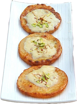 Malai Malpuda With Rabdi - Flatbread (350x400), Png Download