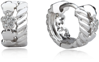 Lady's Sterling Silver Earrings - Cubic Zirconia 925 Sterling Silver Earrings-libena (500x500), Png Download