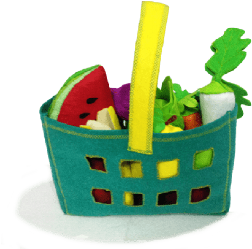 Felt Realistic Fruits & Vegetables With Basket - Vegetable (480x419), Png Download