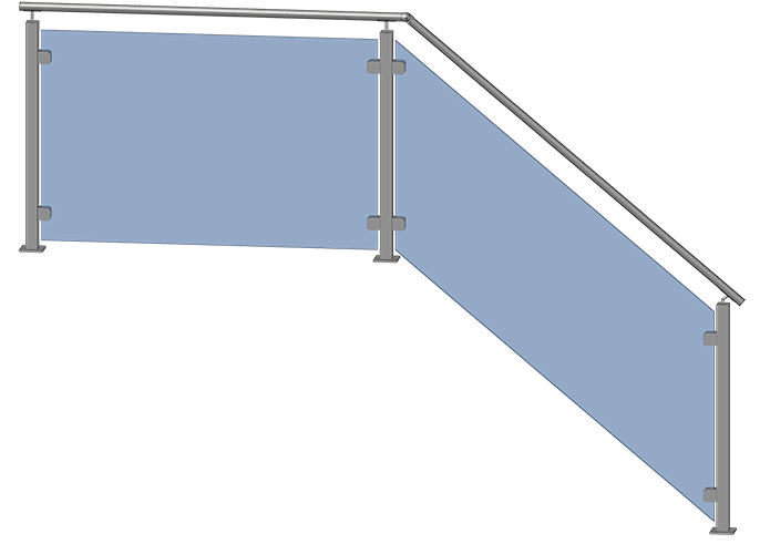 Square Stainless Steel Post Example Diagram - Handrail (685x500), Png Download