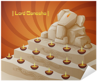 Vector Illustration Of Lord Ganesha With Burning Diya - Ganesha (400x400), Png Download