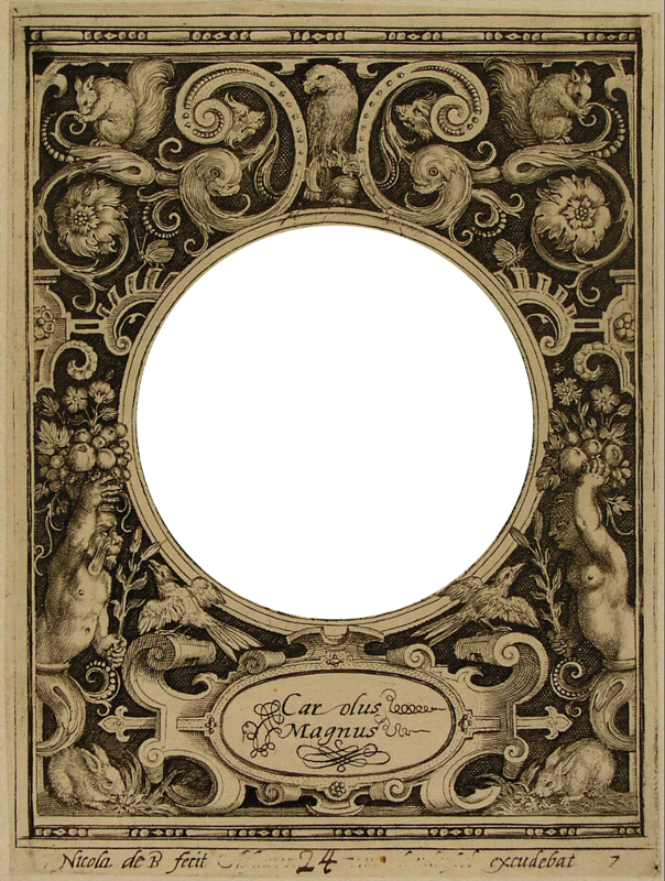 Explore Vintage Labels, Vintage Clip And More - Portret Van Karel De Grote In Medaillon Binnen Rechthoekige (604x800), Png Download