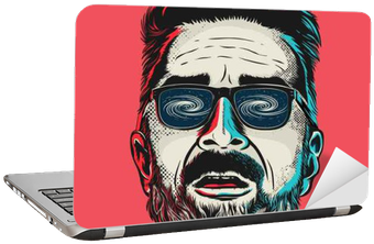 Hand Drawn Vector Face Of A Hipster Man With Glasses - Reproduction D'art Hand Drawn Vector Face (400x400), Png Download