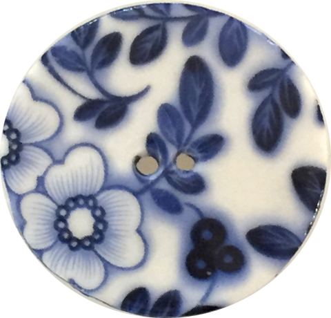 Indigo And White Round Floral Porcelain Button, Now - Santa Fe (480x460), Png Download