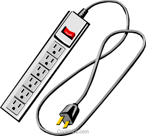 Power Bar Royalty Free Vector Clip Art Illustration - Extension Cord Transparent Background (480x448), Png Download