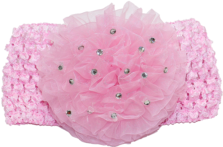 Hairband With Large Organza Pink Flower - Organza (750x750), Png Download