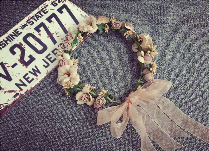 Women Faux Flower Hair Garland Headband Floral Wreath (700x700), Png Download