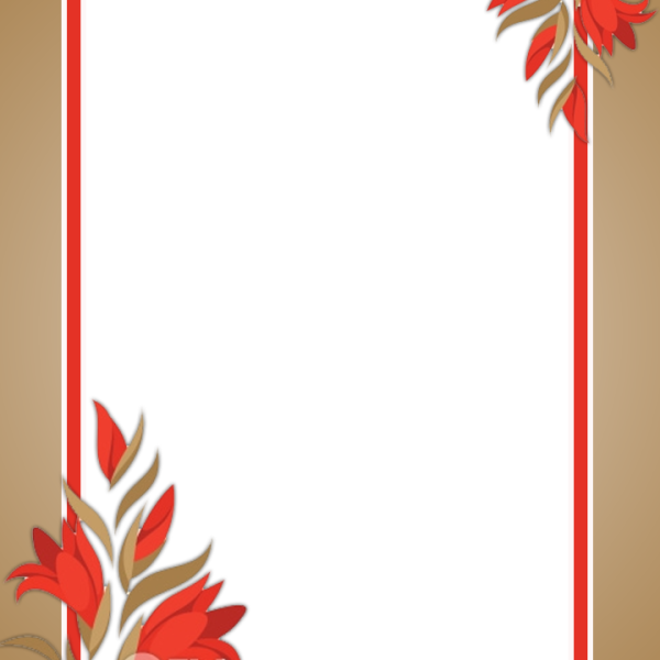 Orange Flower Frame - Flower Frame Frames Png (600x600), Png Download
