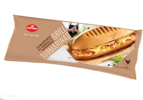 Grill Baguette Sandwich With Chicken And Vegetables - Fast Food (500x500), Png Download