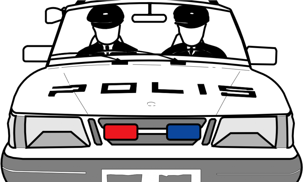 Police Car Clipart Black And White - Stick Figure Police Car (1024x600), Png Download