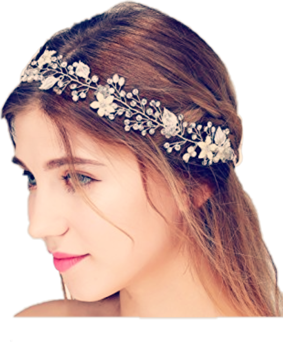 Bride White Hair Hairband Girl @kanwalmemon808 @picsart - Jjshouse Gorgeous Crystal Rhinestone Alloy Headbands (943x1139), Png Download