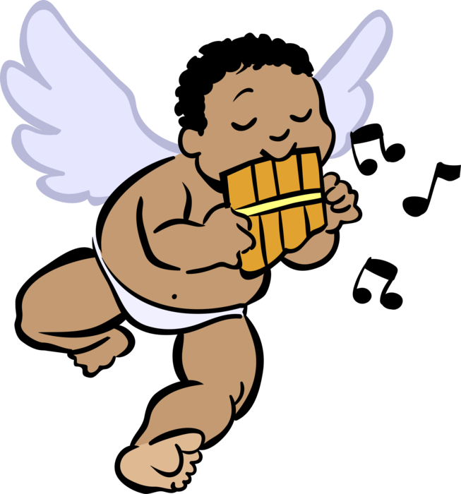 Vector Illustration Of Winged Cupid Angel God Of Desire - Black Baby Angels (653x700), Png Download