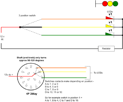 Resistance Of 8 Gauge Wire Simple Temco Flat Ribbon - Rotary Switch Pole Vs Position (409x339), Png Download