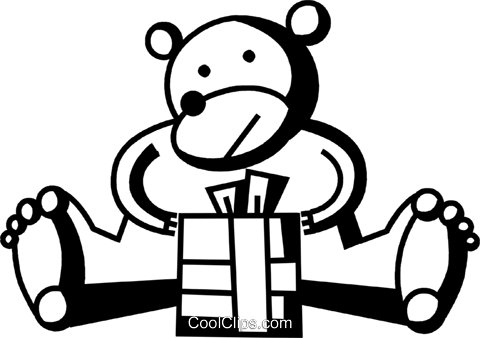 Bear Opening His Birthday Gift Royalty Free Vector (480x338), Png Download