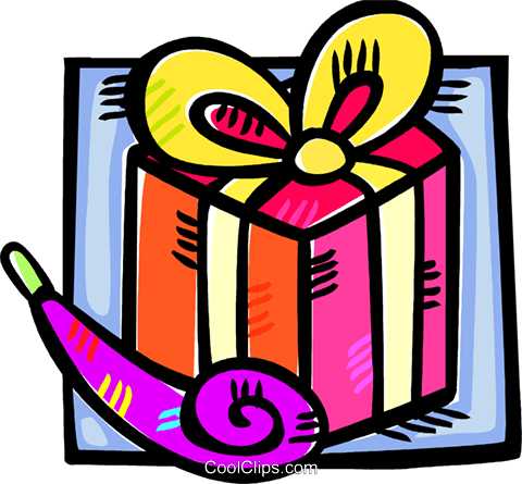Birthday Gift With A Noise Maker Royalty Free Vector (480x445), Png Download